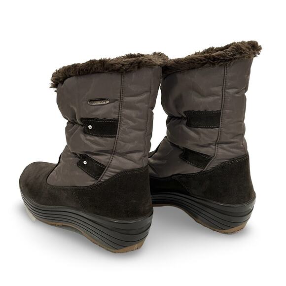 Pajar Stephy Womens Snow Boots Sz 41 US 9.5 Brown Suede & Puffer Fleece Lined - Picture 4 of 5